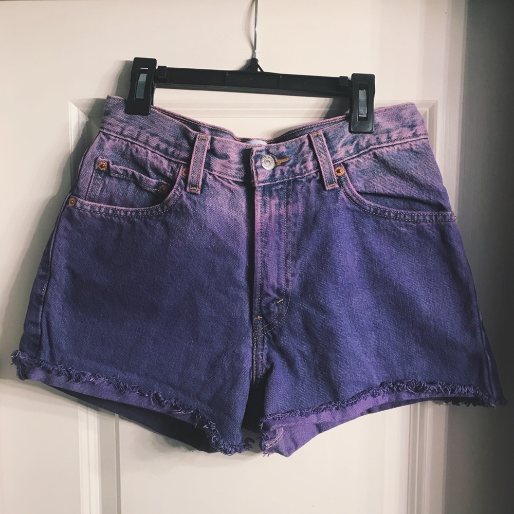 Levi’s High Waisted Purple Acid Wash Jean Shorts